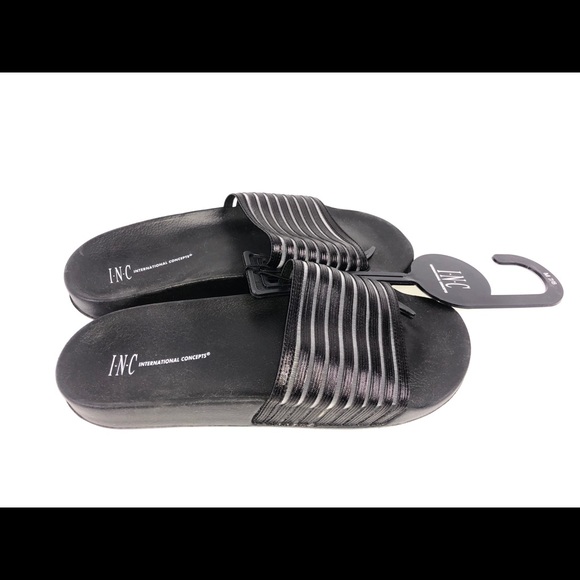 INC - Women’s Slides Black Striped - Picture 4 of 5